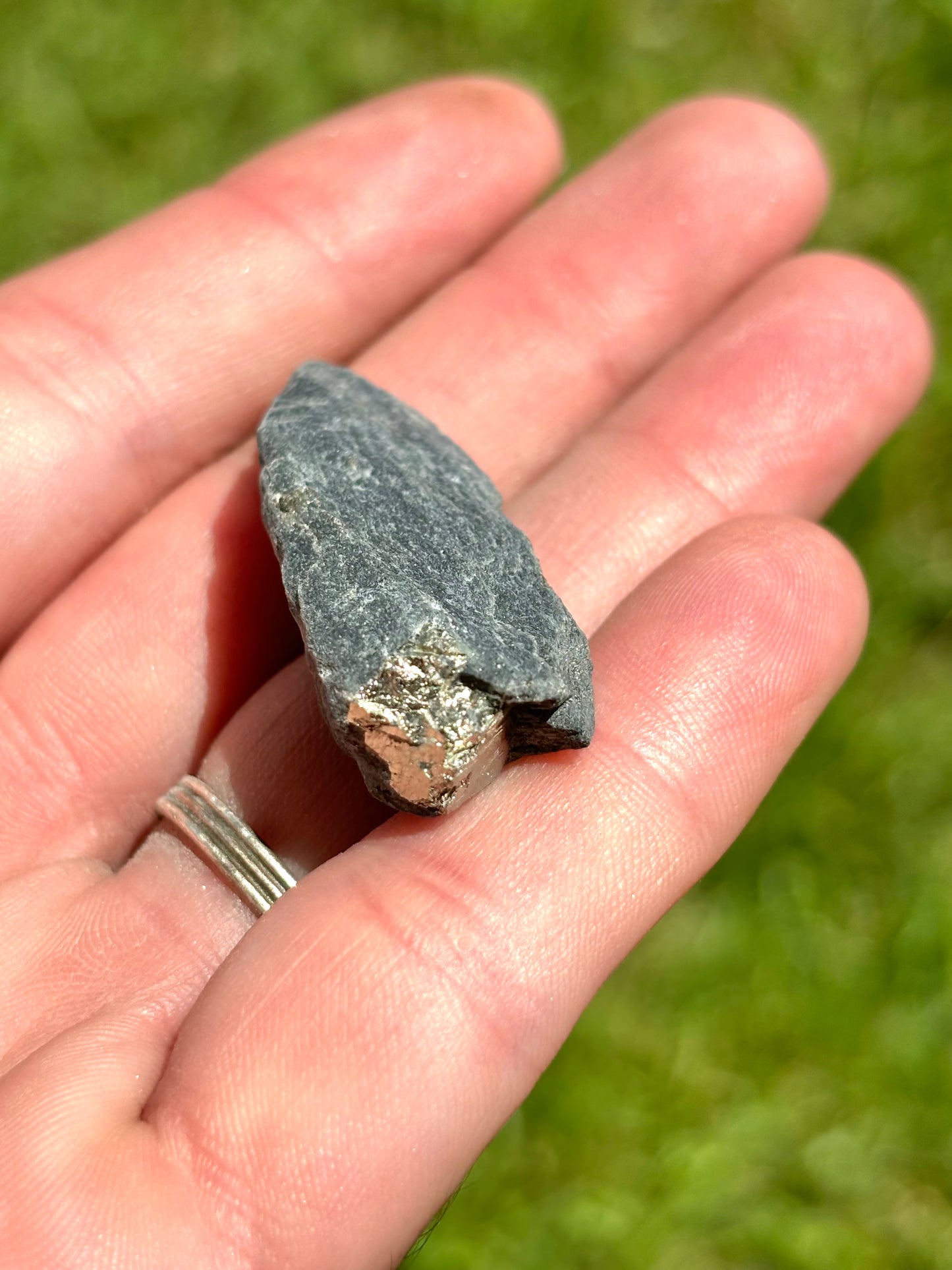 Natural Vermont Platinum Pyrite in Bedrock ~ Sourced in West Brookfield VT