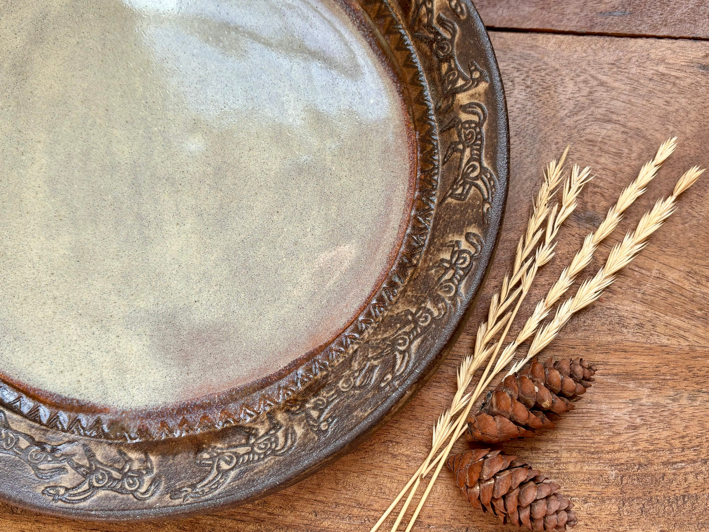 Rustic Wild Mustang Dinner Plate ~ 10” ~ Birch & Brown Glaze