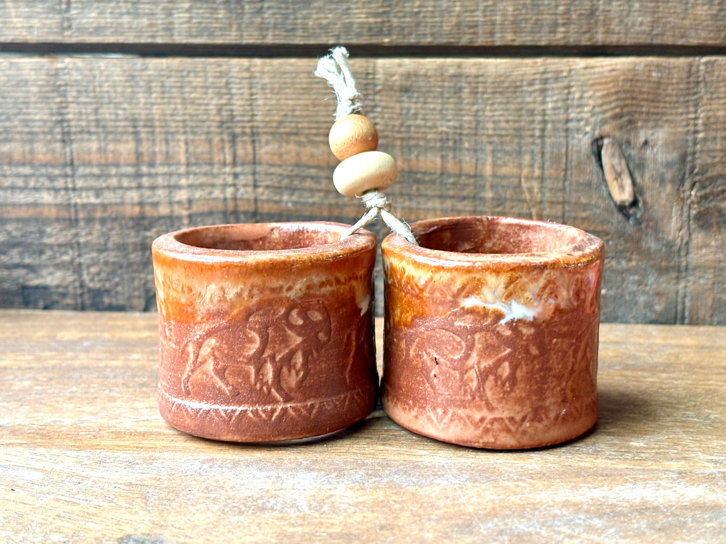 Rustic Wild Buffalo Napkin Rings in Sedona Red~2 Rings
