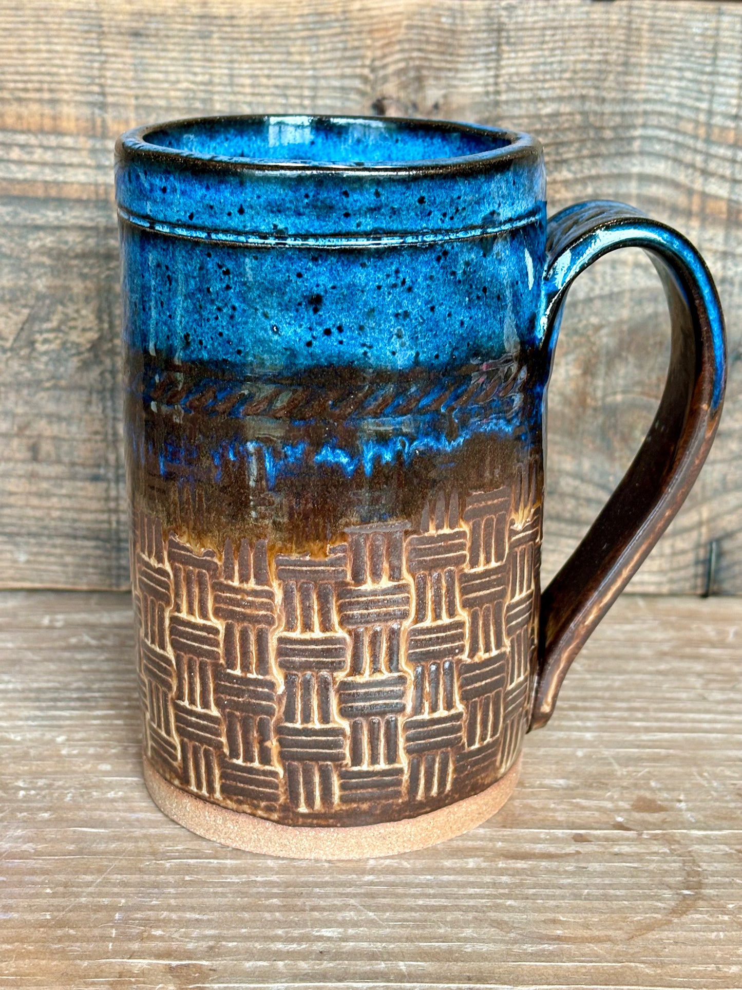 Vermont Love Mug ~ 14 oz~ River Blue & Brown Glaze