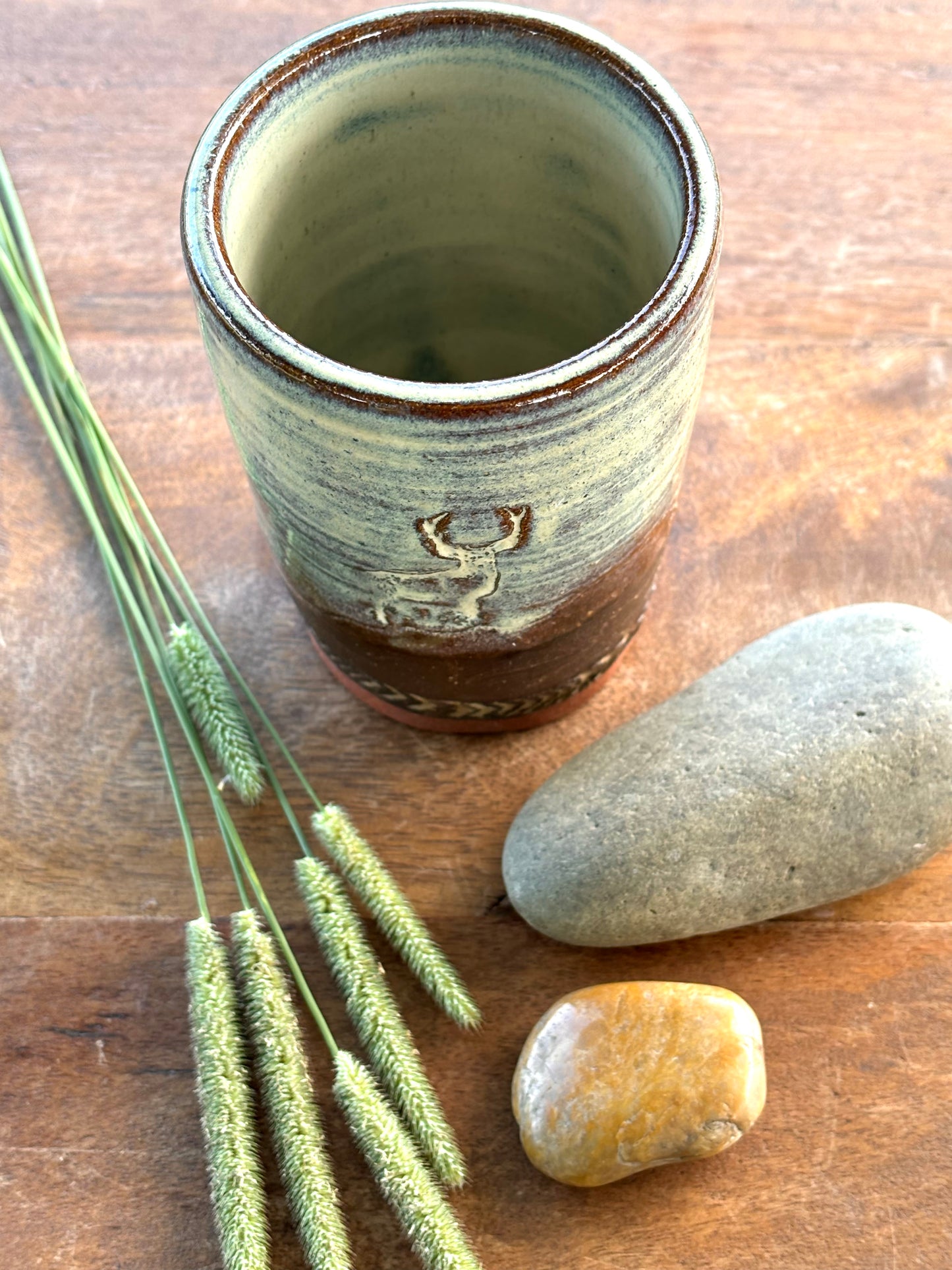 Wild Buck Tumbler ~ 8 oz~ Birch & Brown Glaze