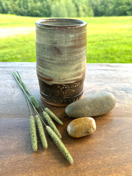 Wild Buffalo Tumbler ~ 11oz~ Birch & Brown Glaze