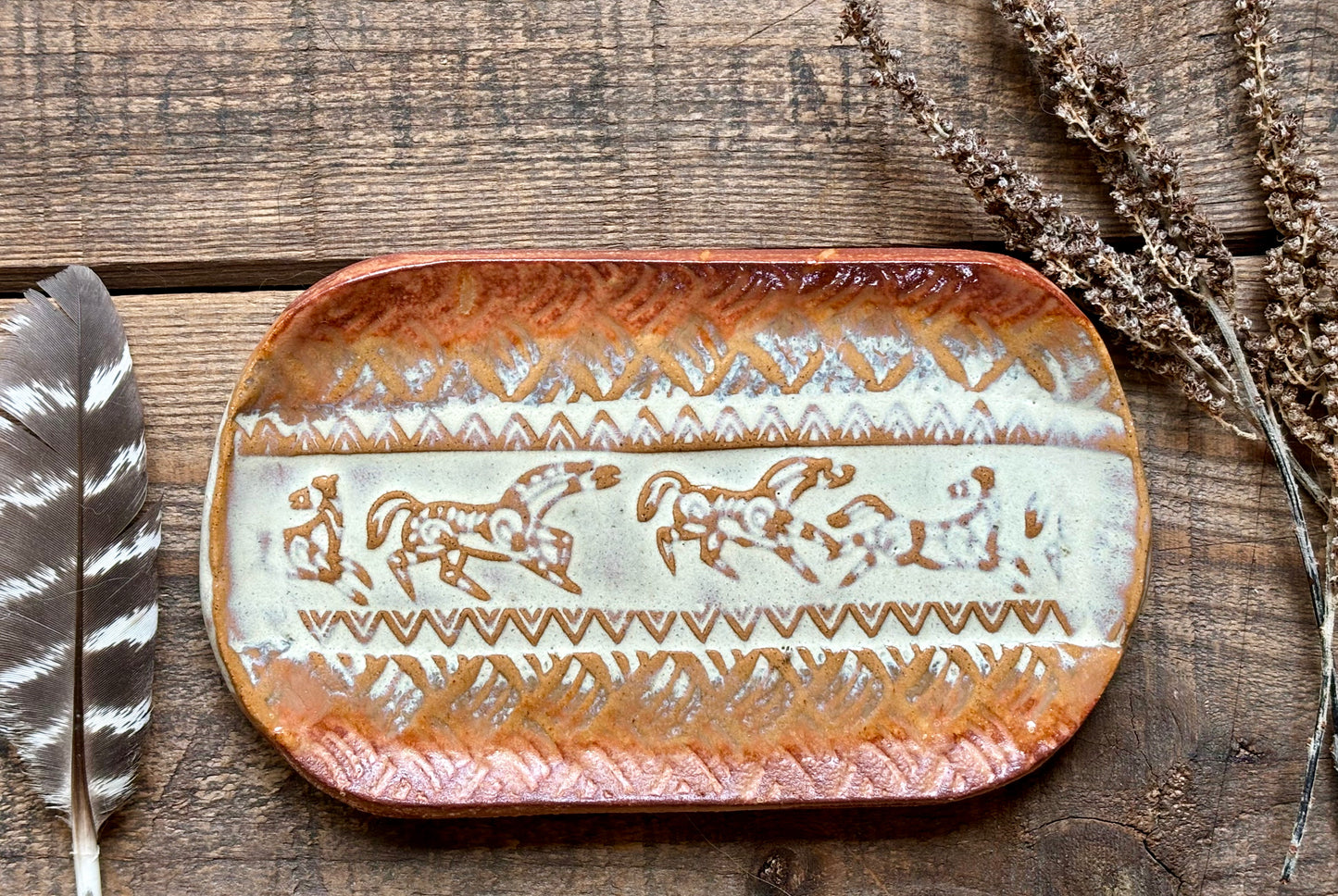 Rustic Wild Mustang Soap Holder in Sedona Red and Birch