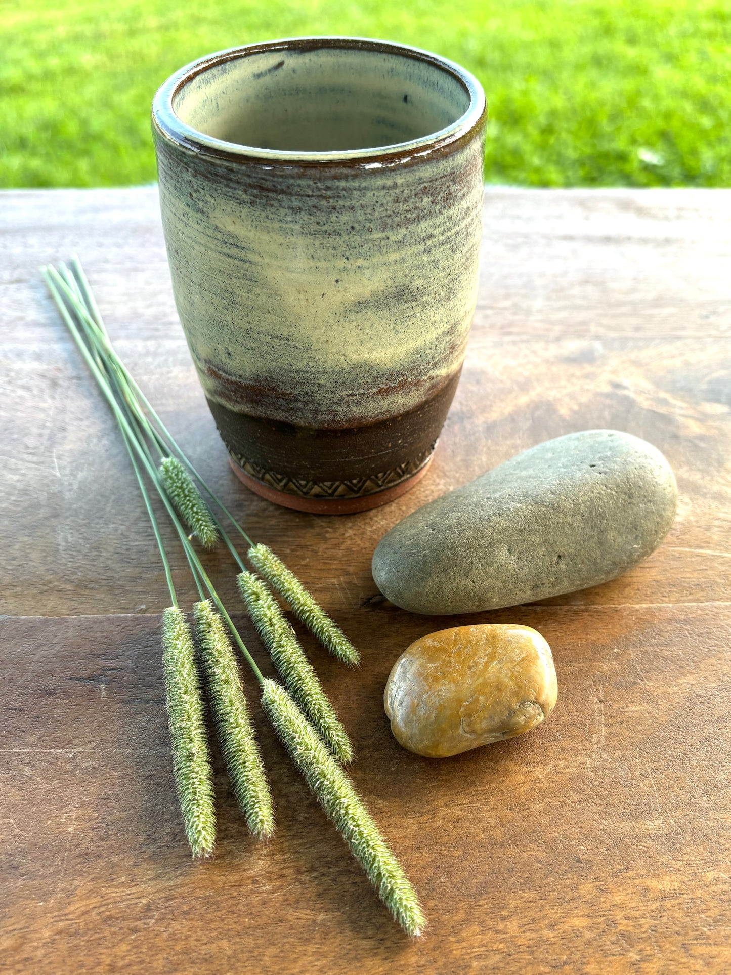 Rustic Arrowhead Tumbler ~ 8 oz~ Birch & Brown Glaze