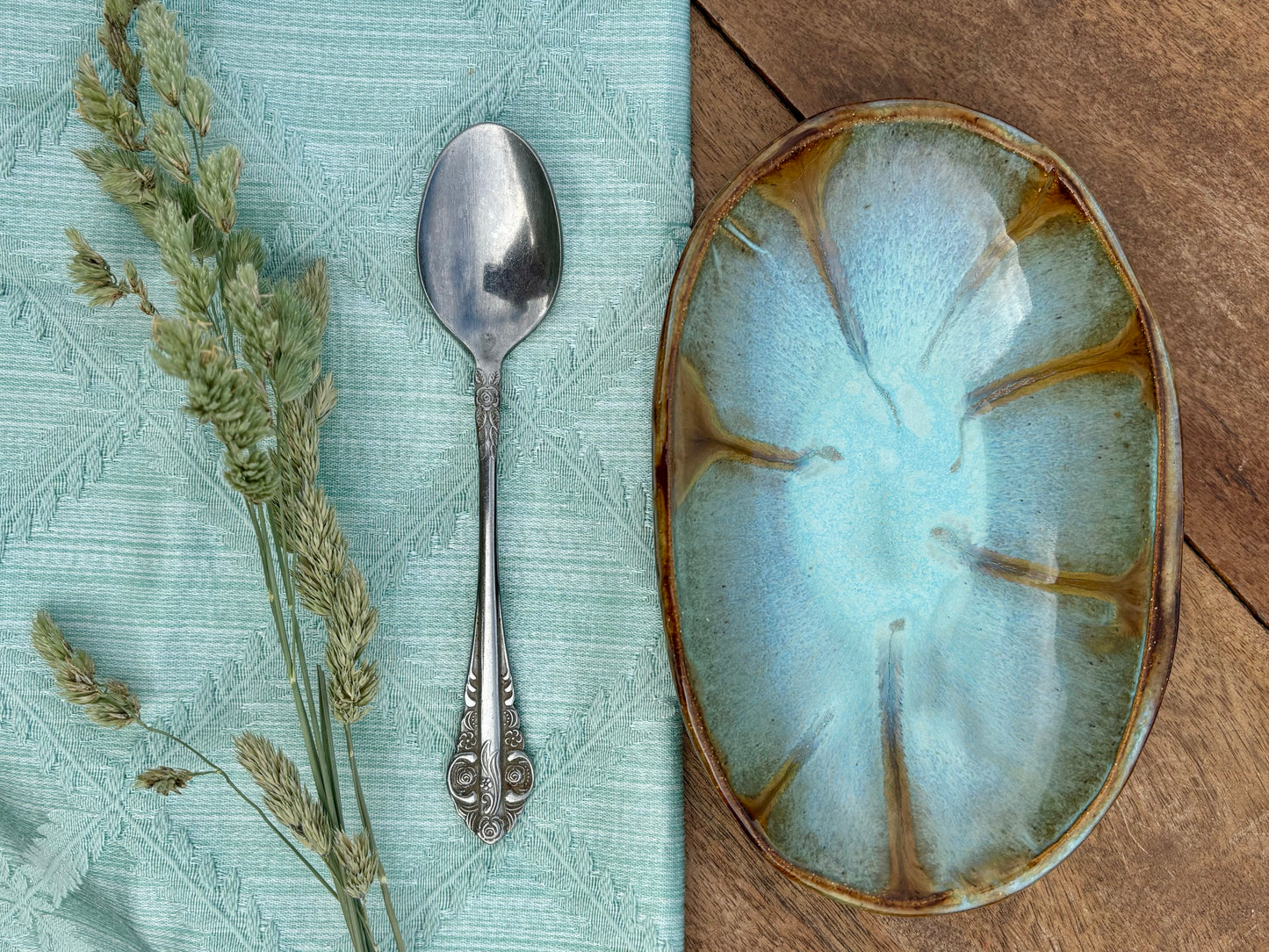 Rustic Wild Mustang Oval Ice Cream & Snack Bowl ~ Turquoise & Brown