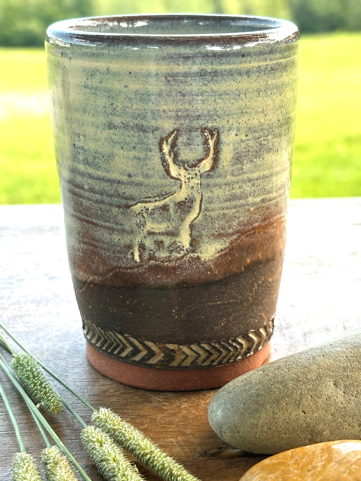 Wild Buck Tumbler ~ 8 oz~ Birch & Brown Glaze