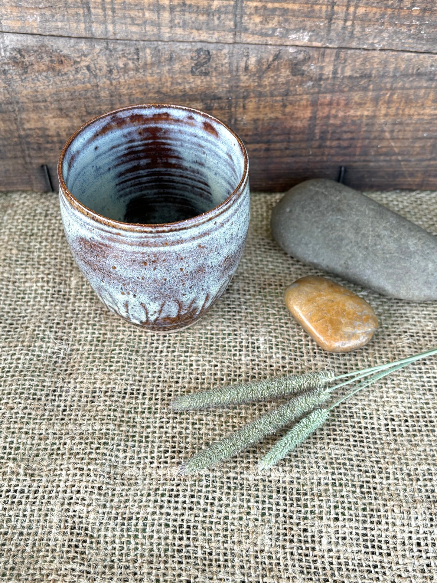 Rustic Arrowhead Tumbler ~ 5 oz~ Birch & Brown Glaze