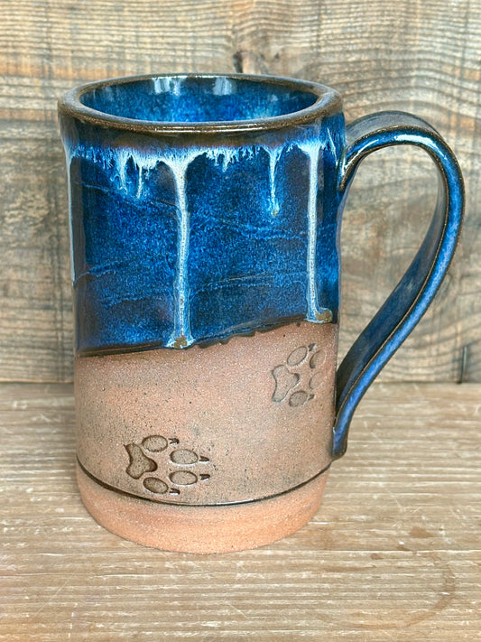 Wild River Wolf Mug ~ 14 oz~ River Blue & Brown Glaze