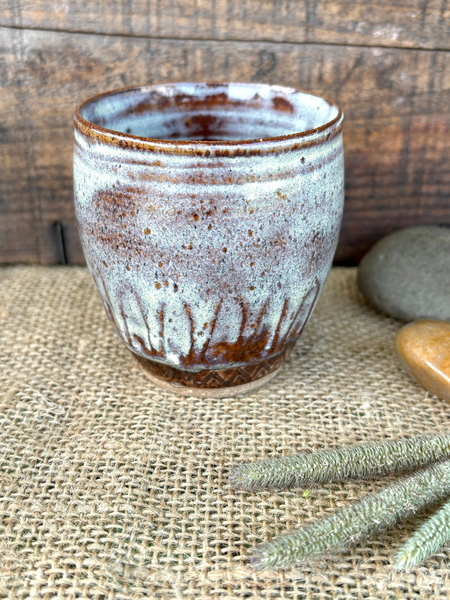 Rustic Arrowhead Tumbler ~ 5 oz~ Birch & Brown Glaze