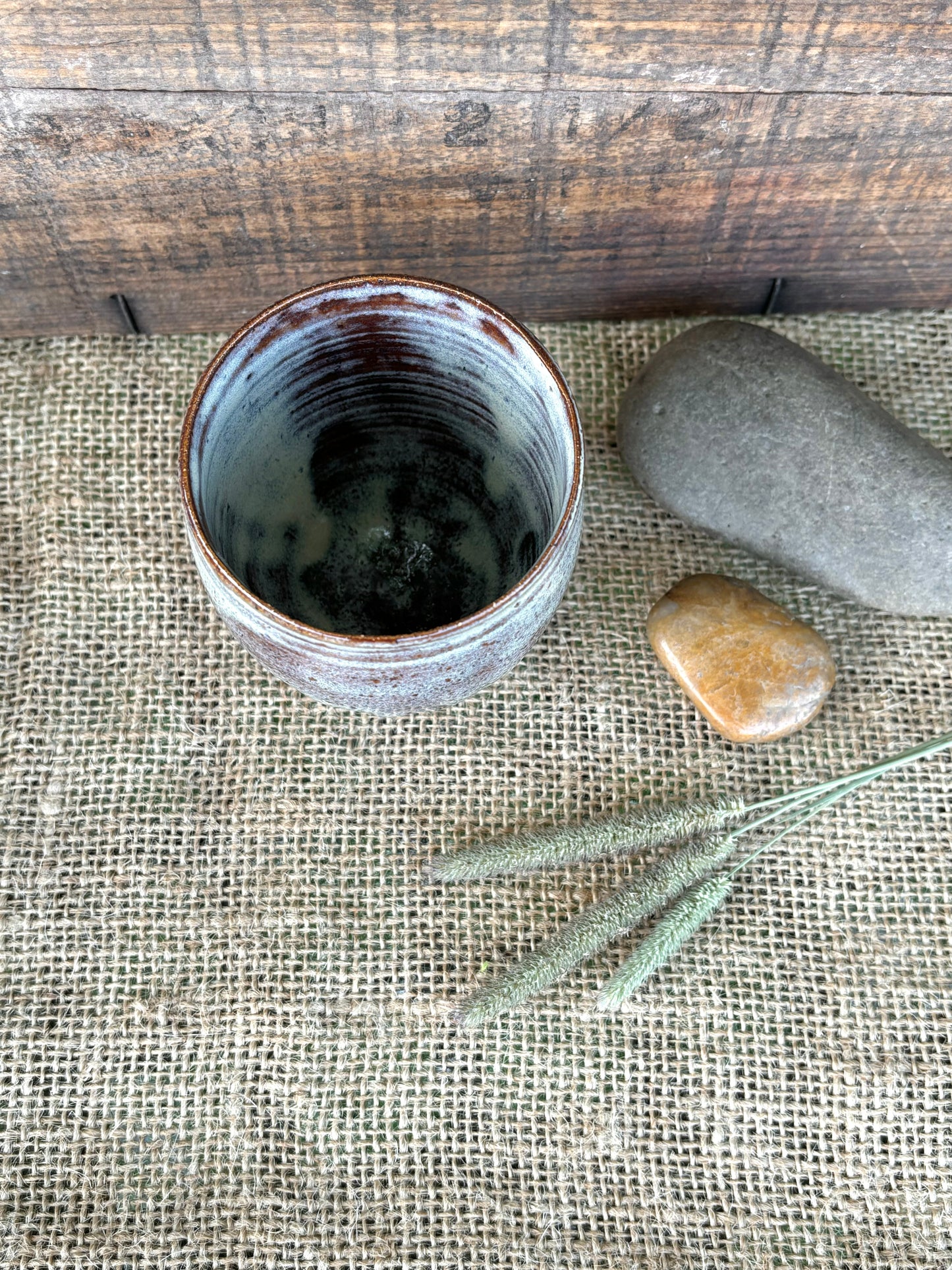 Rustic Arrowhead Tumbler ~ 5 oz~ Birch & Brown Glaze