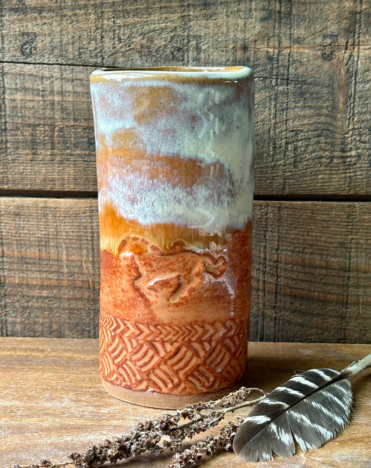 Wild Mustang Tall Boy Tumbler ~ 14 oz~ Sedona Red & Birch Glaze