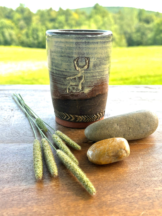 Wild Buck Tumbler ~ 8 oz~ Birch & Brown Glaze