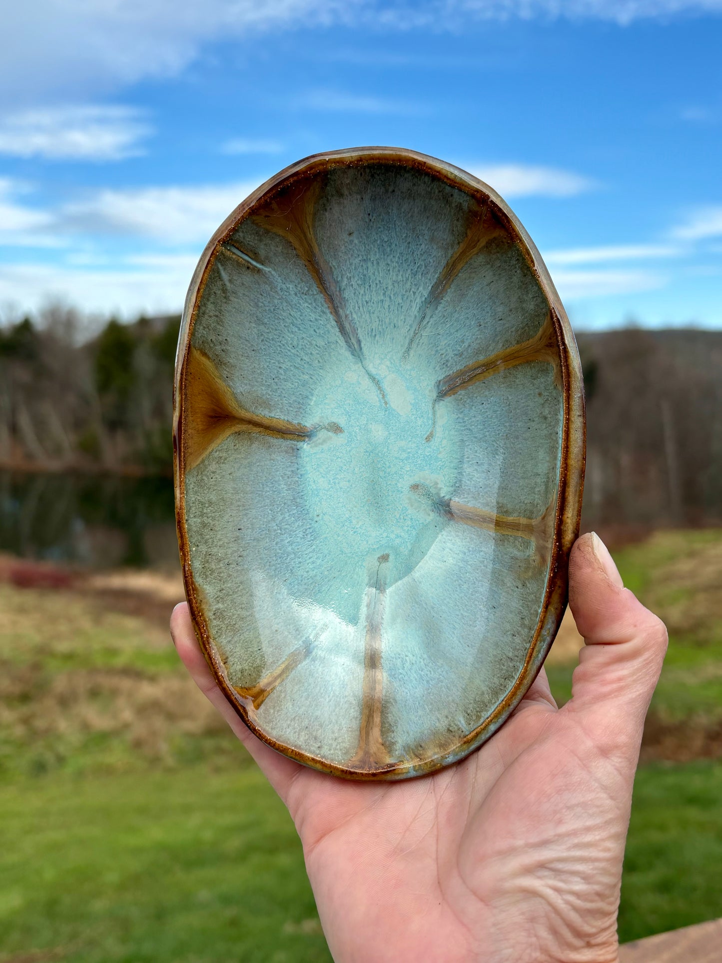 Rustic Wild Mustang Oval Ice Cream & Snack Bowl ~ Turquoise & Brown