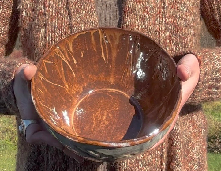 Rustic Wild Grasses Mixing & Serving Bowl ~ 7.5” x 3.75” ~ Birch  & Brown