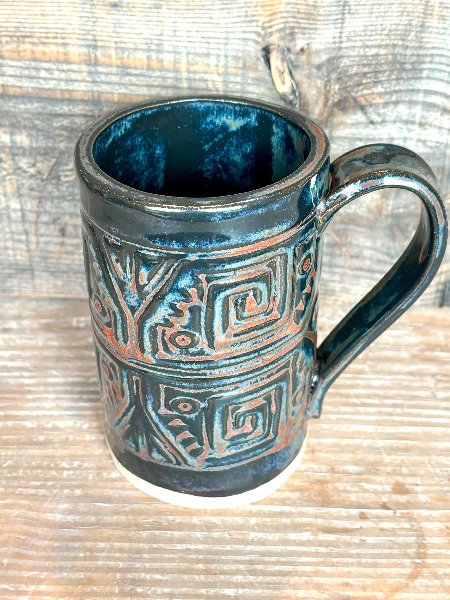 Rustic Southwestern Mug ~ 14 oz~ Smokey Charcoal & Brown Glaze