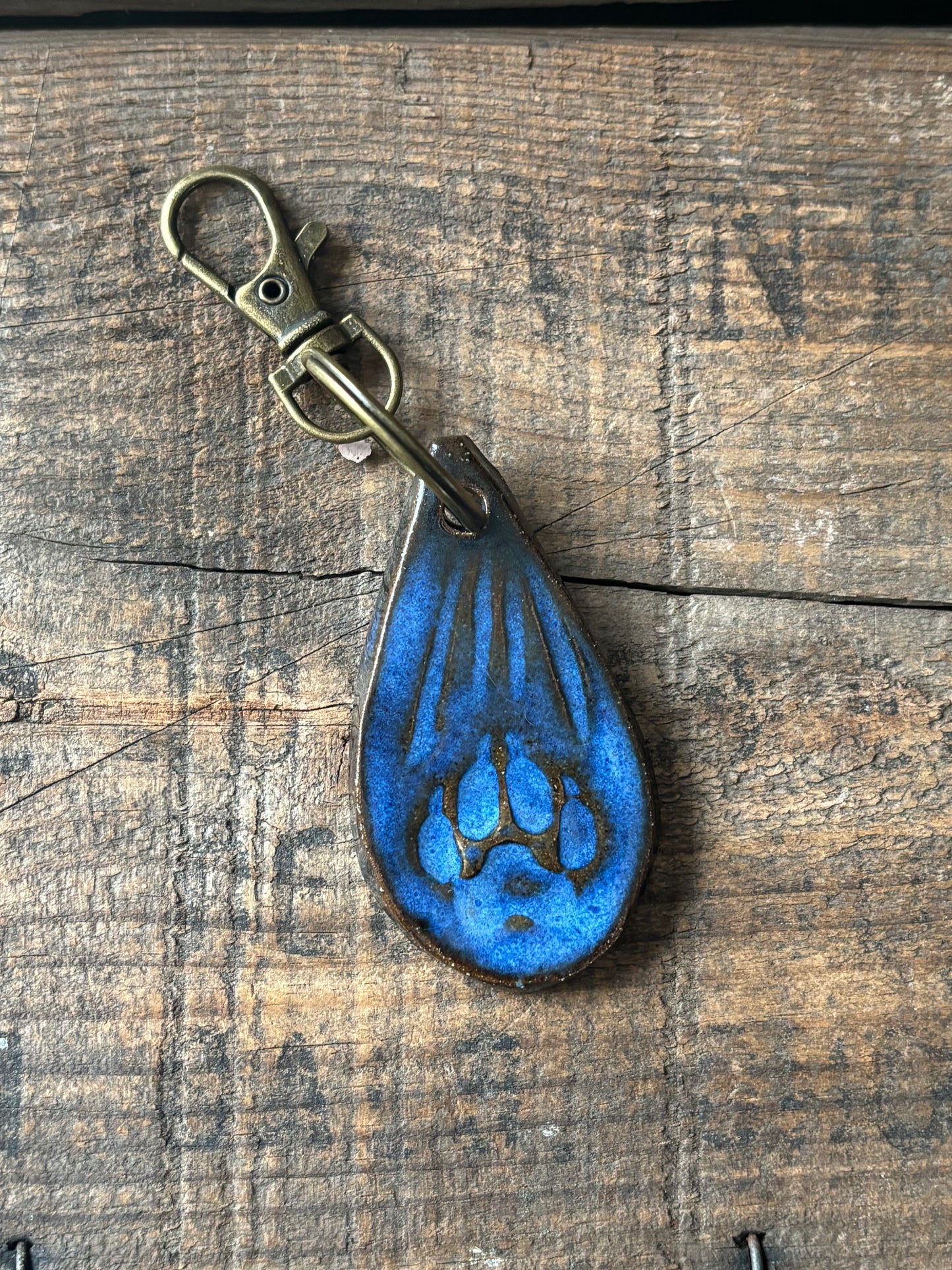 River Wolf Paw Print Bag Tag/ Keychain Bling