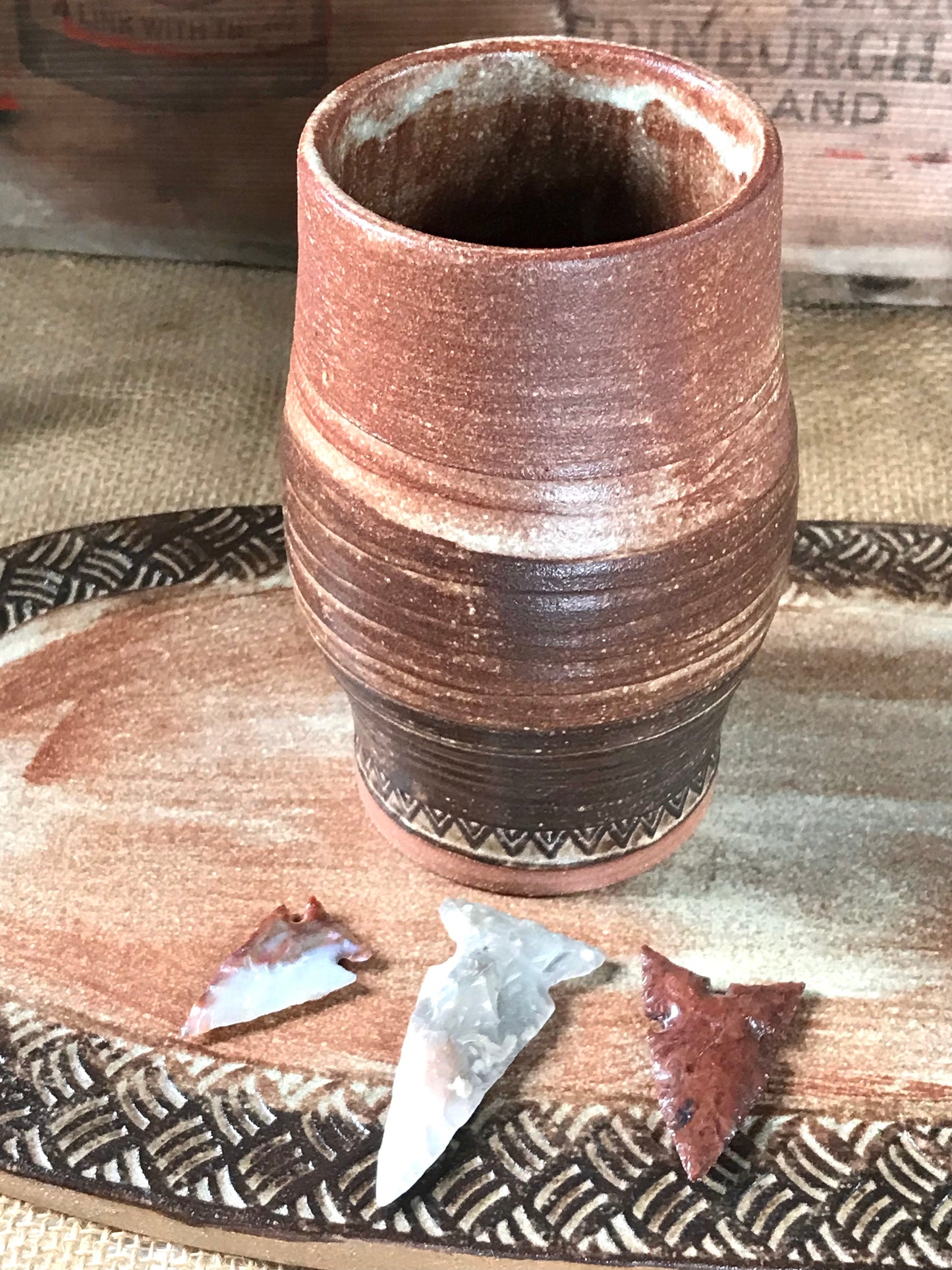 Rustic Spiral Tumbler ~ 14 oz~ Red Sands & Brown Glaze