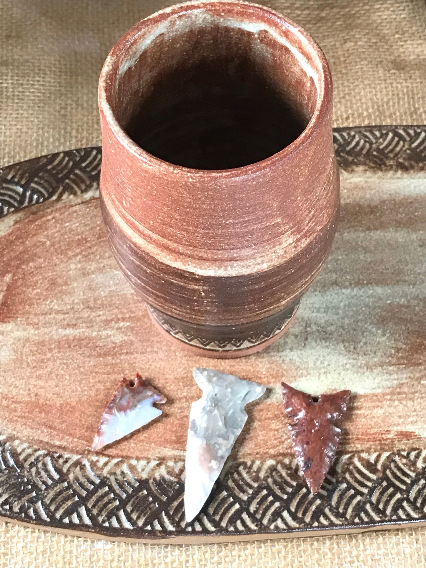 Rustic Spiral Tumbler ~ 14 oz~ Red Sands & Brown Glaze