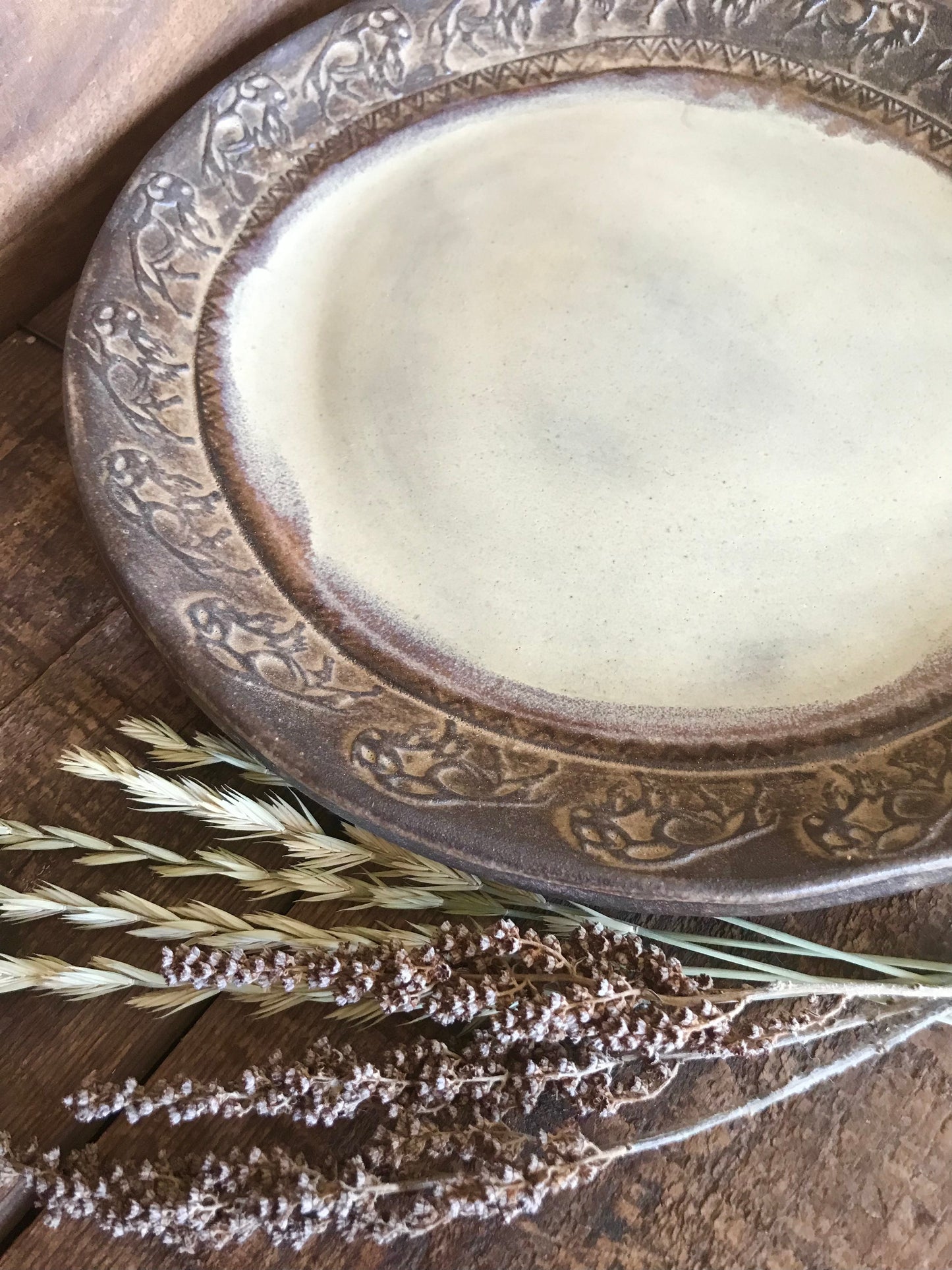 Rustic Wild Buffalo Dinnerware Set Dinner & Salad Plate & Bowl ~ Birch & Brown Glaze