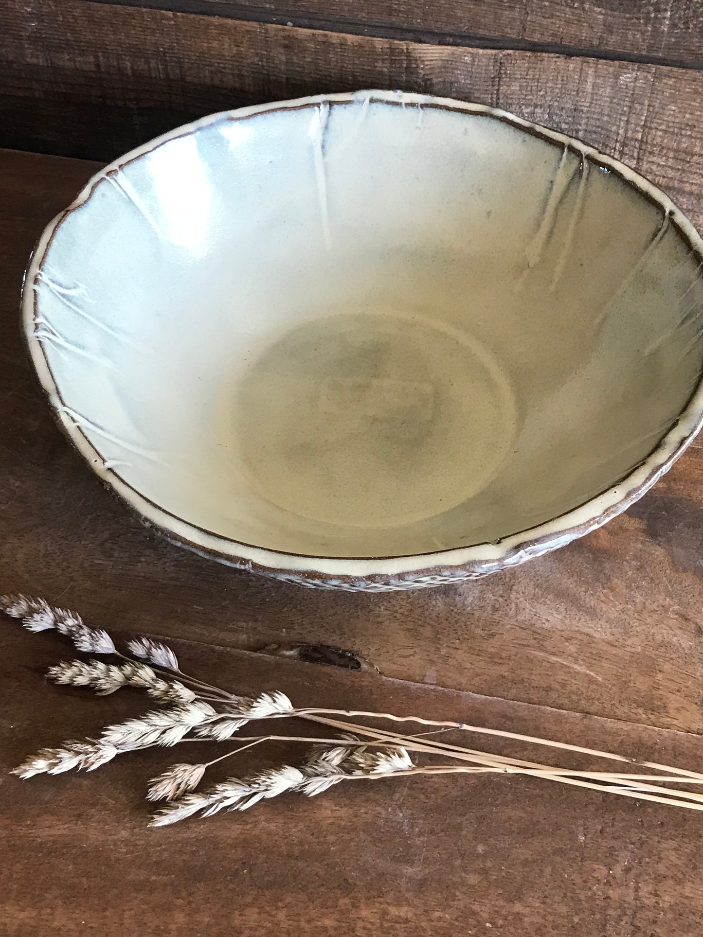 Rustic Doily Serving Bowl ~ 9” Diameter ~ 3” Depth~ Birch Brown