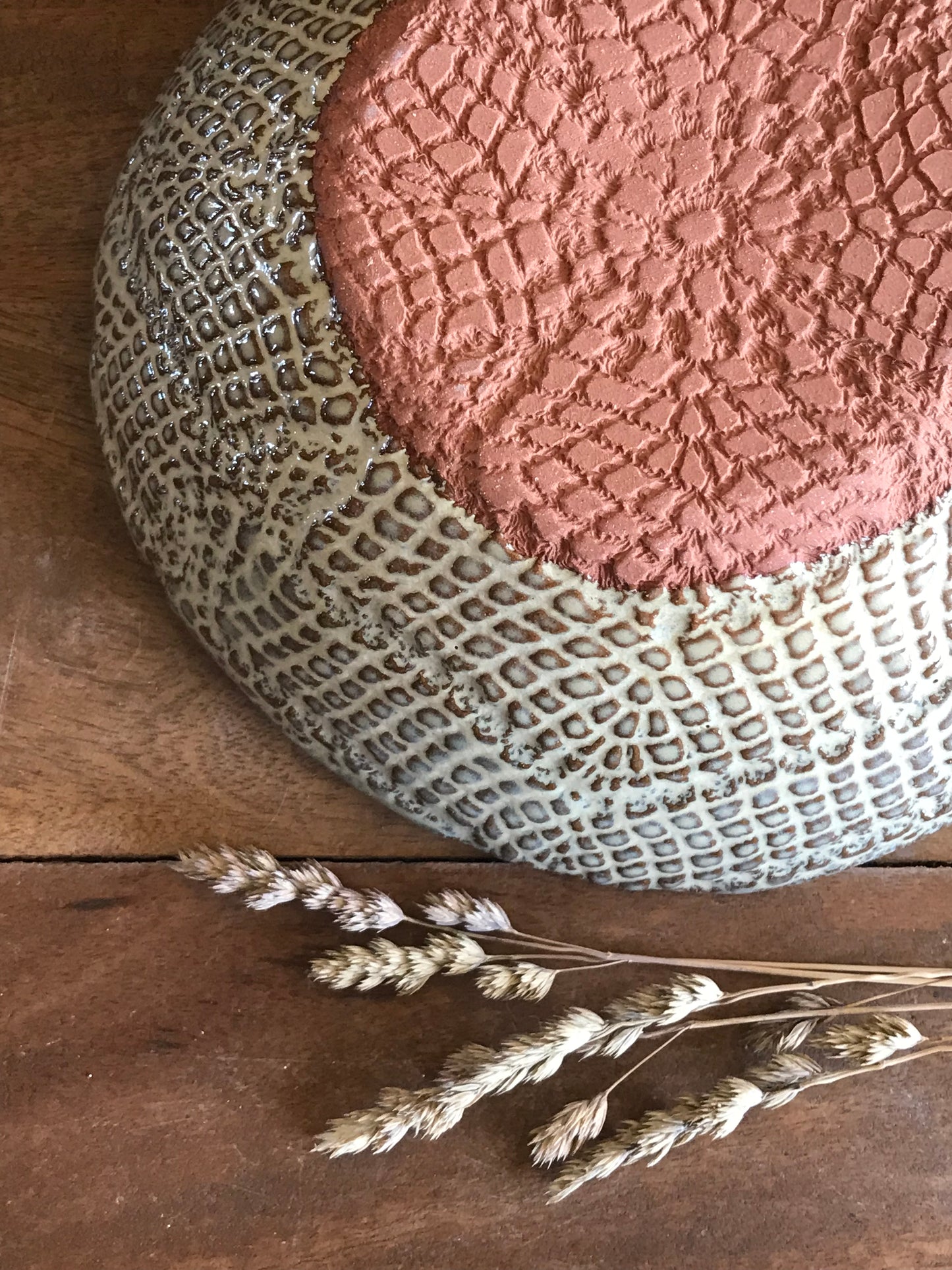 Rustic Doily Serving Bowl ~ 9” Diameter ~ 3” Depth~ Birch Brown