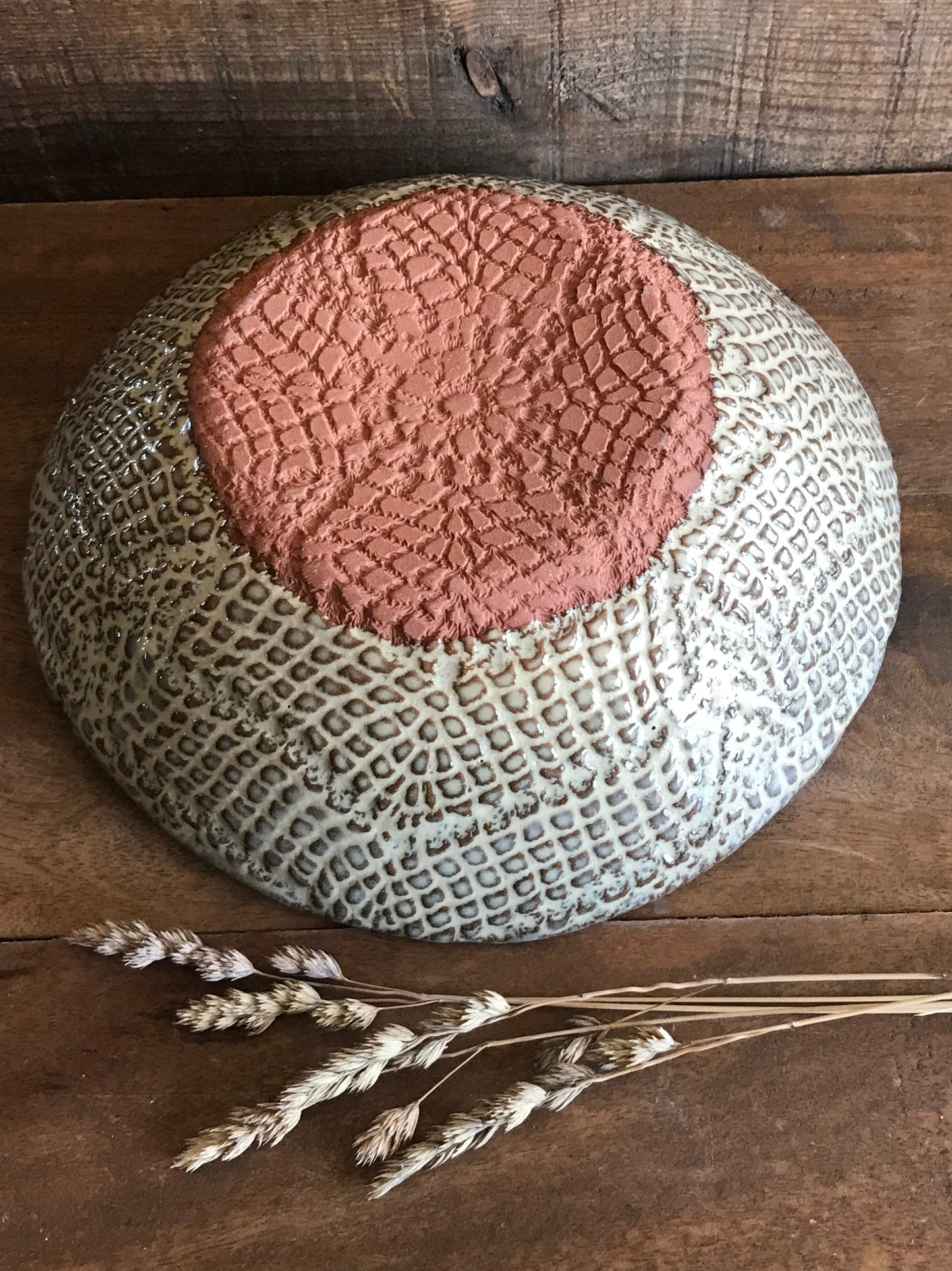 Rustic Doily Serving Bowl ~ 9” Diameter ~ 3” Depth~ Birch Brown