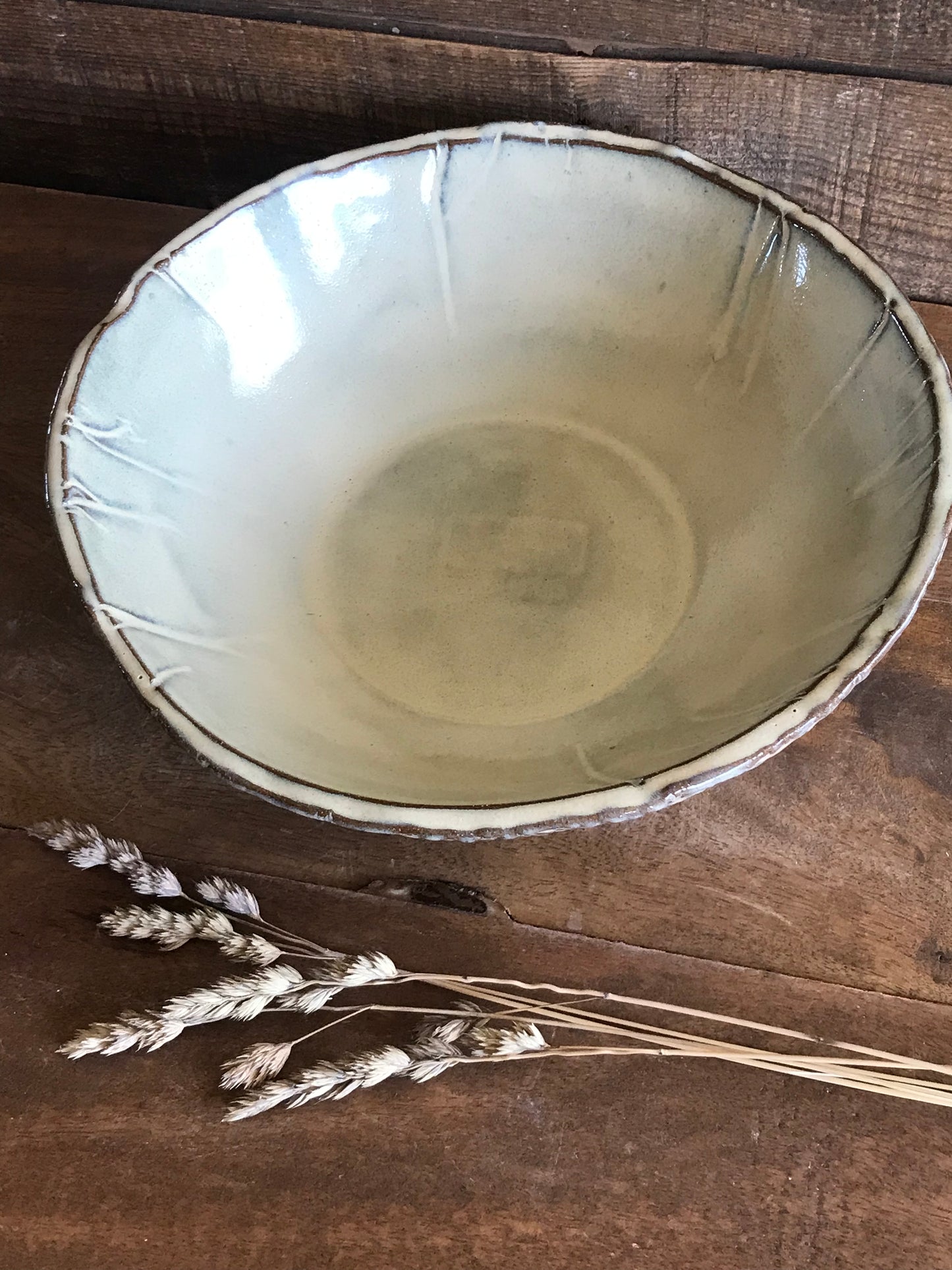 Rustic Doily Serving Bowl ~ 9” Diameter ~ 3” Depth~ Birch Brown