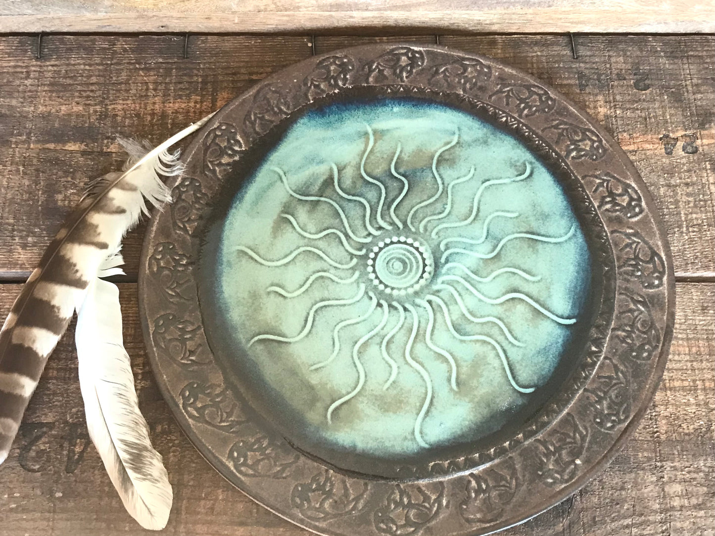 Rustic Wild Buffalo Summer Sky Trivet ~ Cheese Server ~ Blue & Brown ~ 10.5”