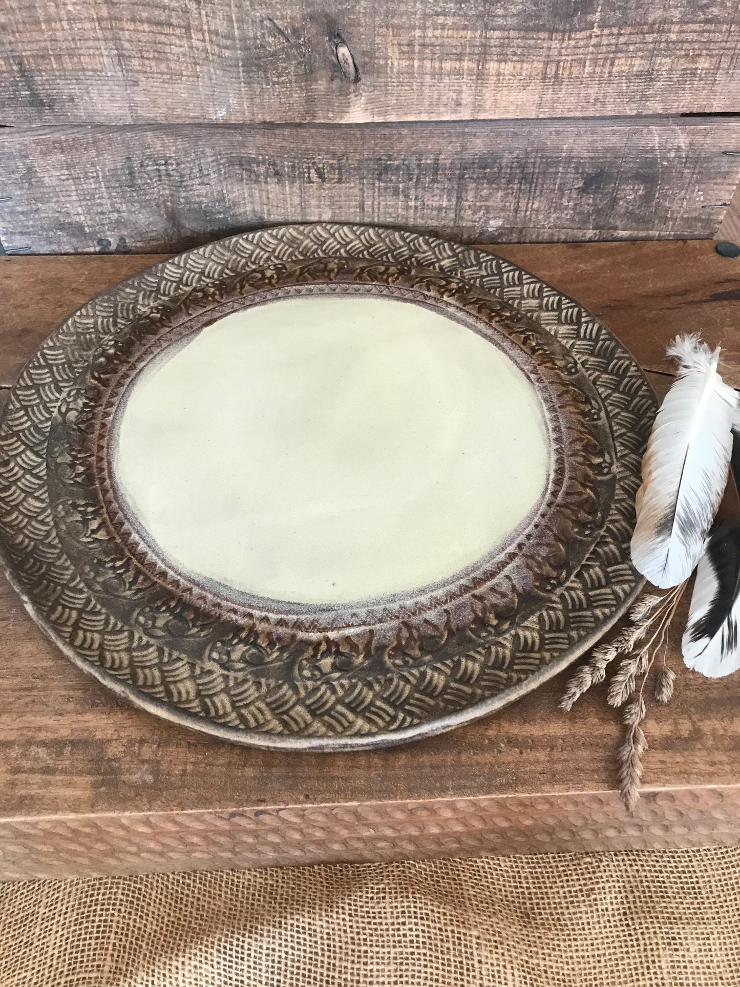 Rustic Wild Buffalo Serving Platter ~ 13” Round ~ Birch & Brown ~ Appetizers & Cheese