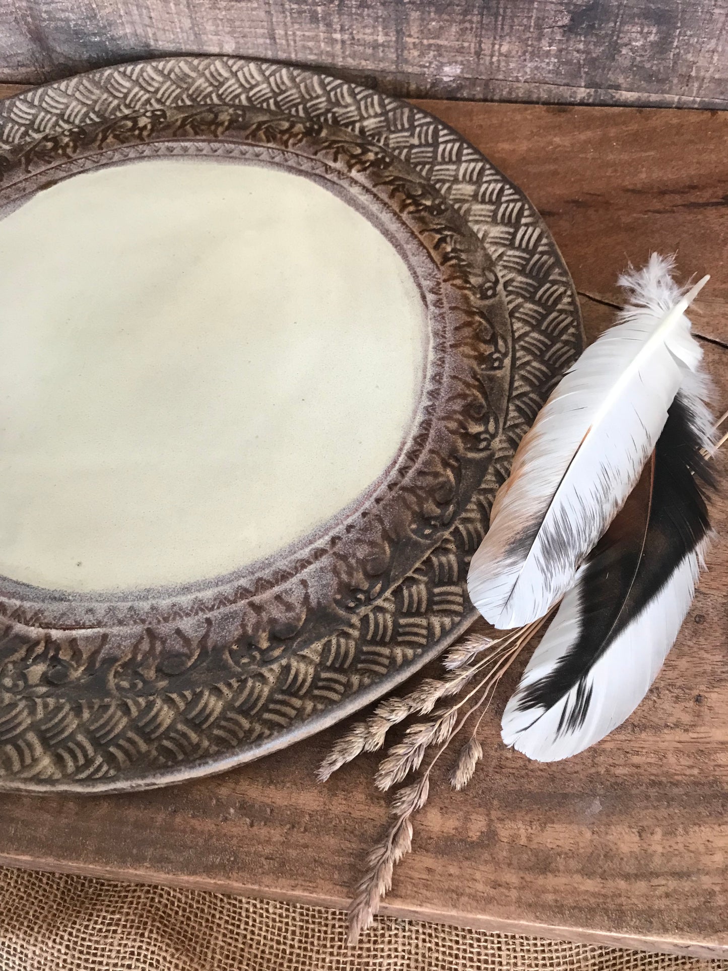 Rustic Wild Buffalo Serving Platter ~ 13” Round ~ Birch & Brown ~ Appetizers & Cheese