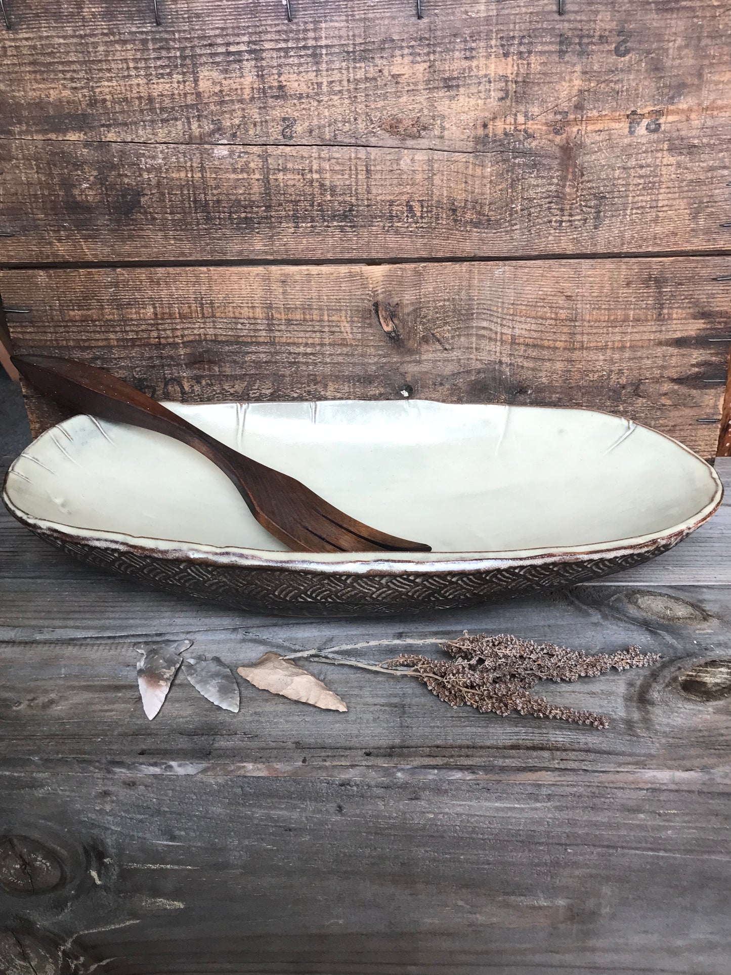 Rustic Basket Weave Oval Serving Bowl ~ 15.5”x 8” ~ 2.75” Depth~ Antique Birch & Brown