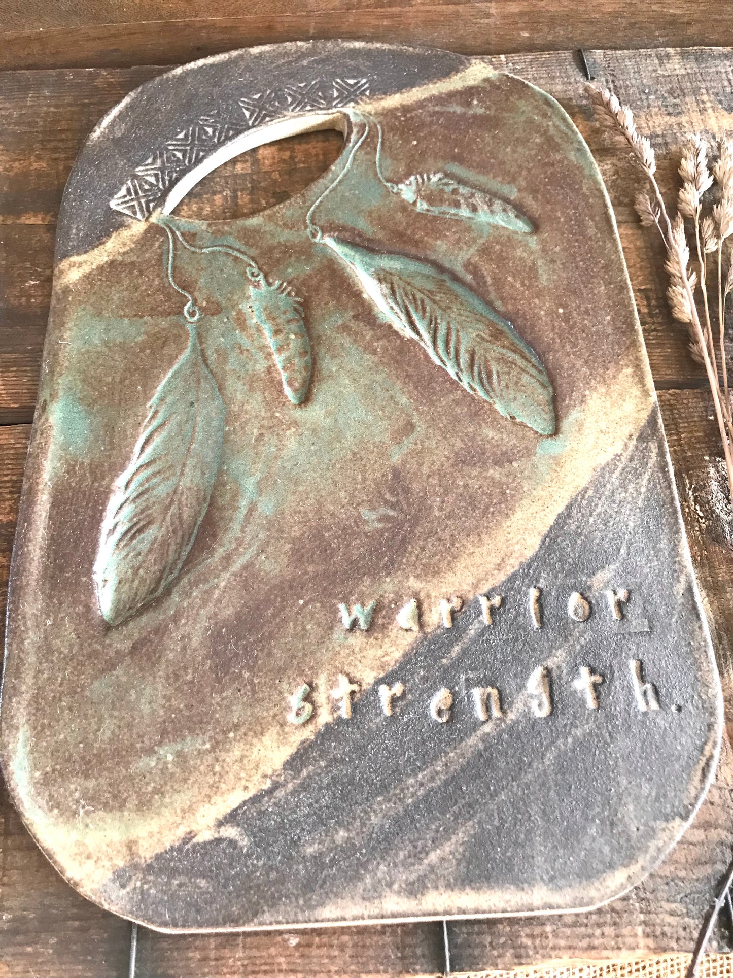 Rustic Cheese Serving Platter ~ Cutting Board ~ Warrior Strength ~ Limited Edition