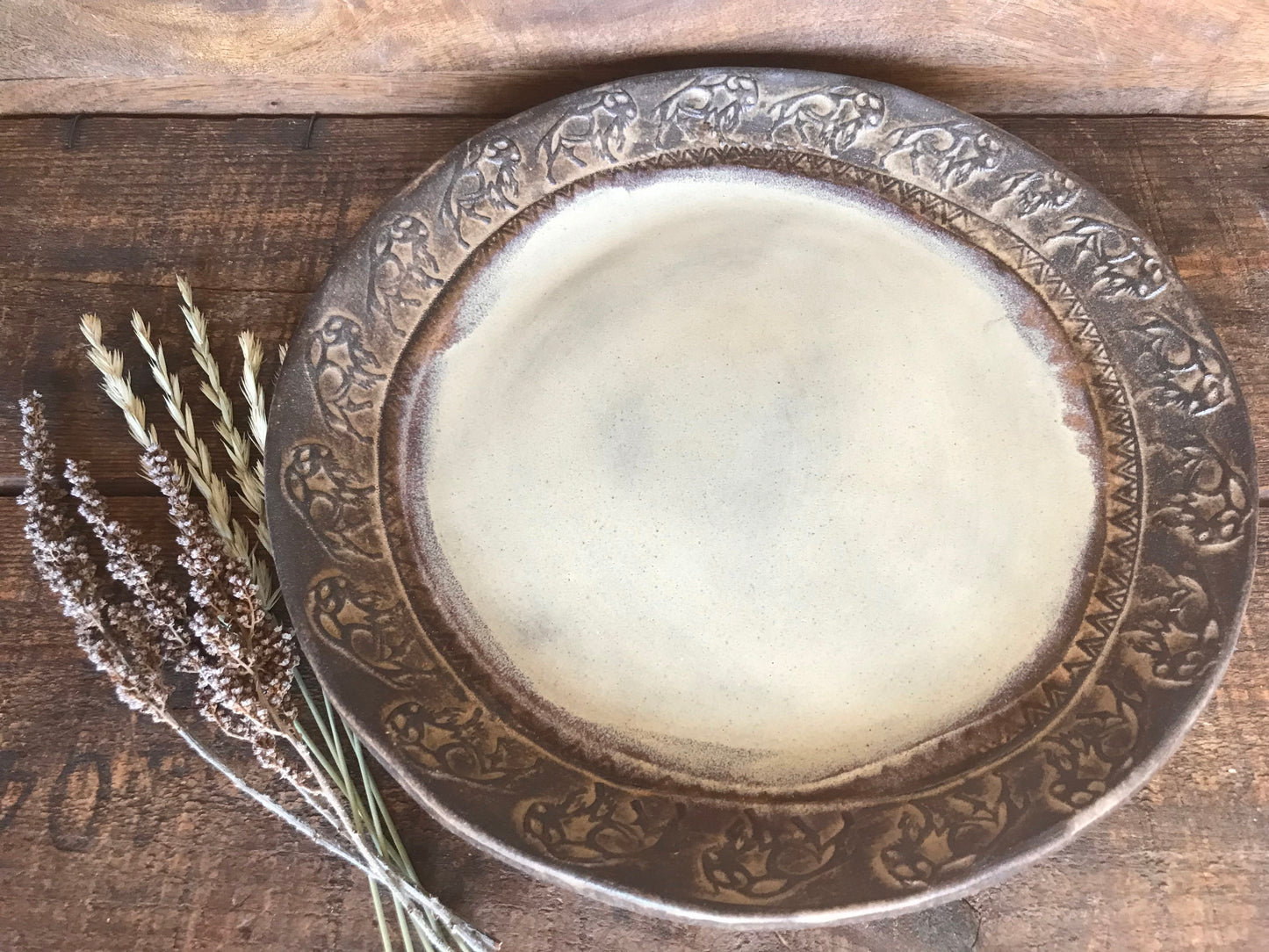 Rustic Wild Buffalo Dinnerware Set Dinner & Salad Plate & Bowl ~ Birch & Brown Glaze