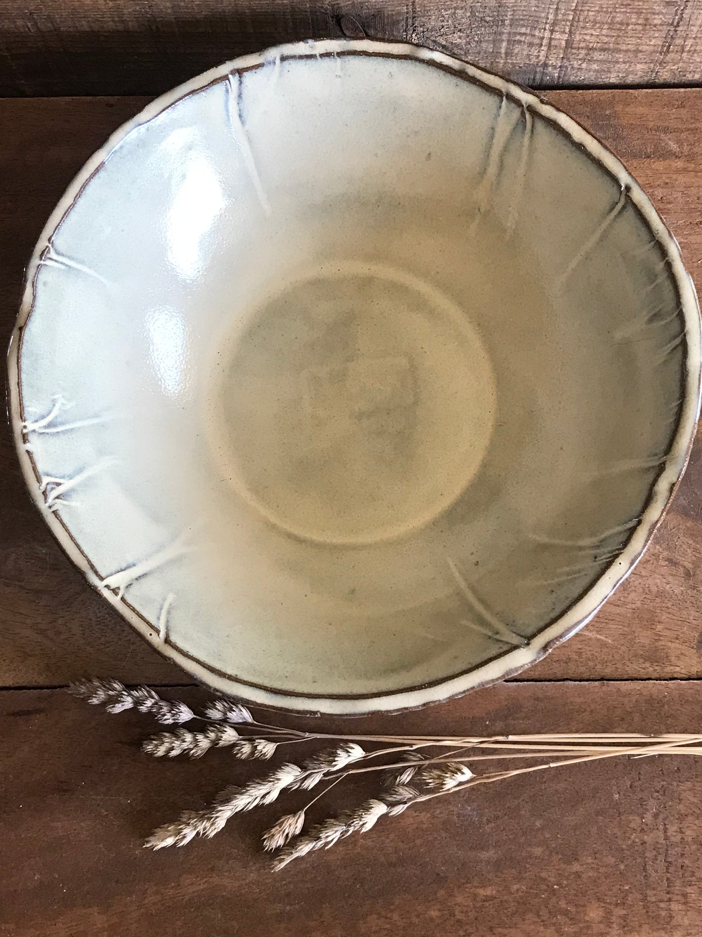 Rustic Doily Serving Bowl ~ 9” Diameter ~ 3” Depth~ Birch Brown