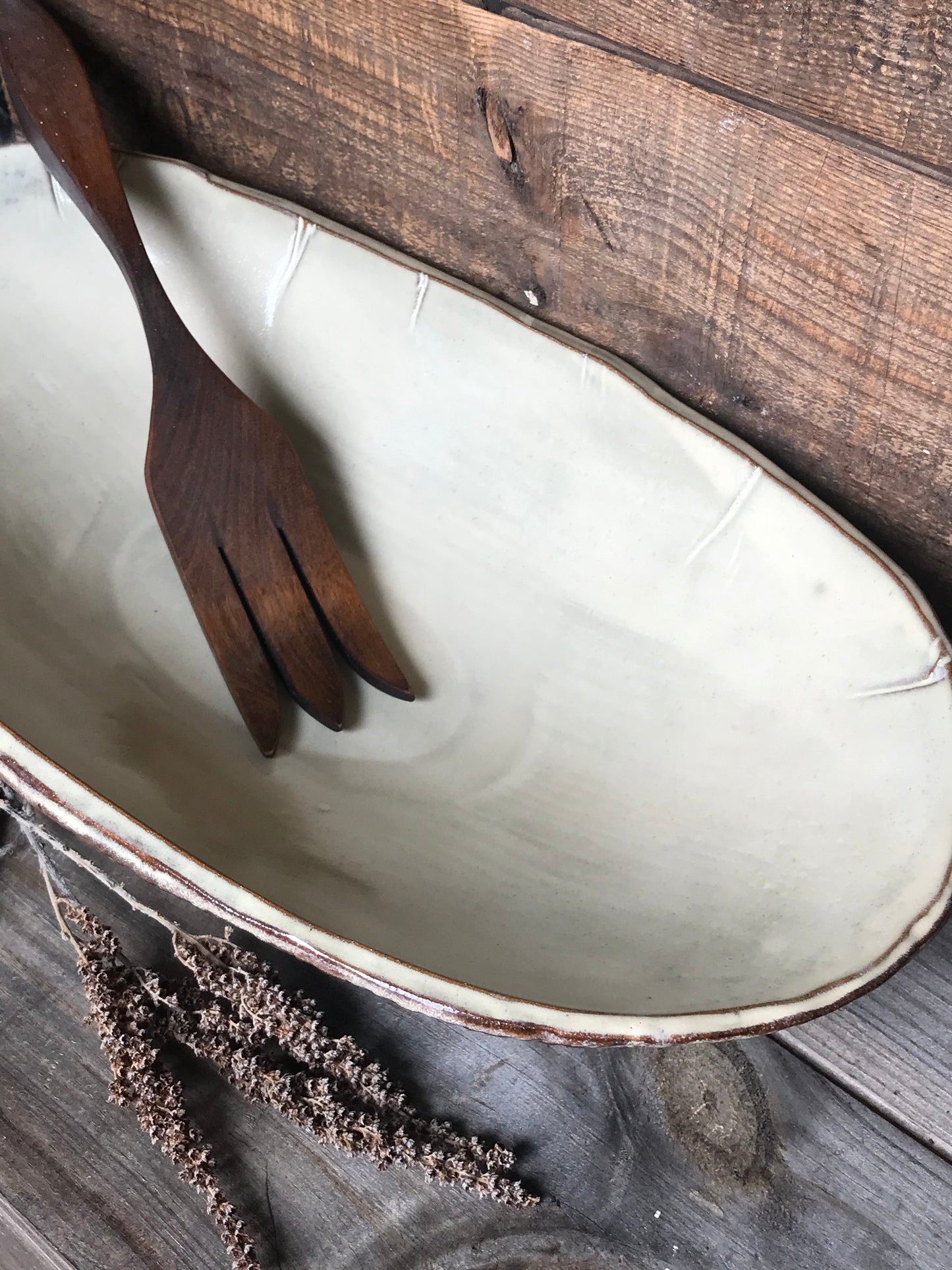 Rustic Basket Weave Oval Serving Bowl ~ 15.5”x 8” ~ 2.75” Depth~ Antique Birch & Brown