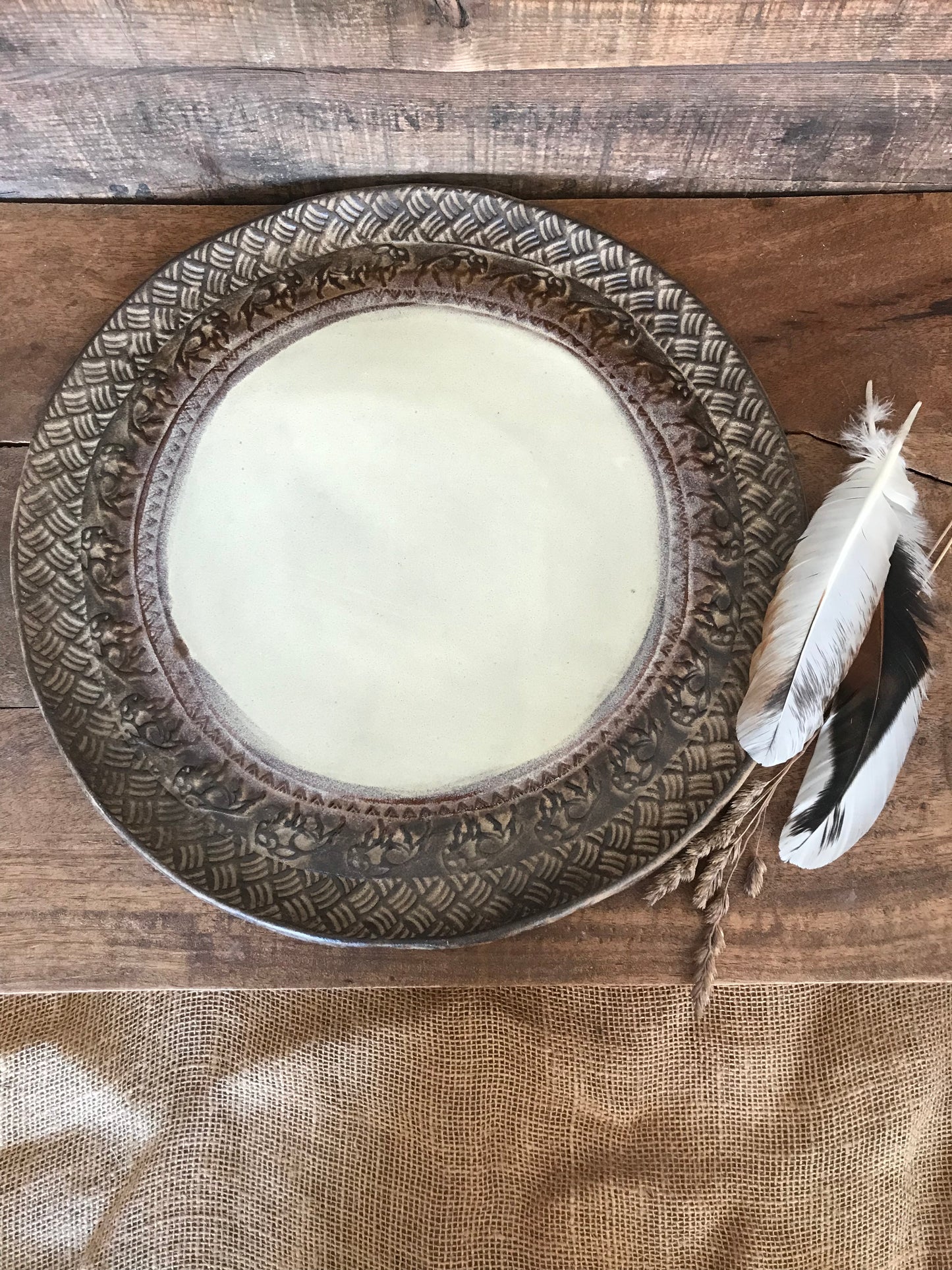 Rustic Wild Buffalo Serving Platter ~ 13” Round ~ Birch & Brown ~ Appetizers & Cheese