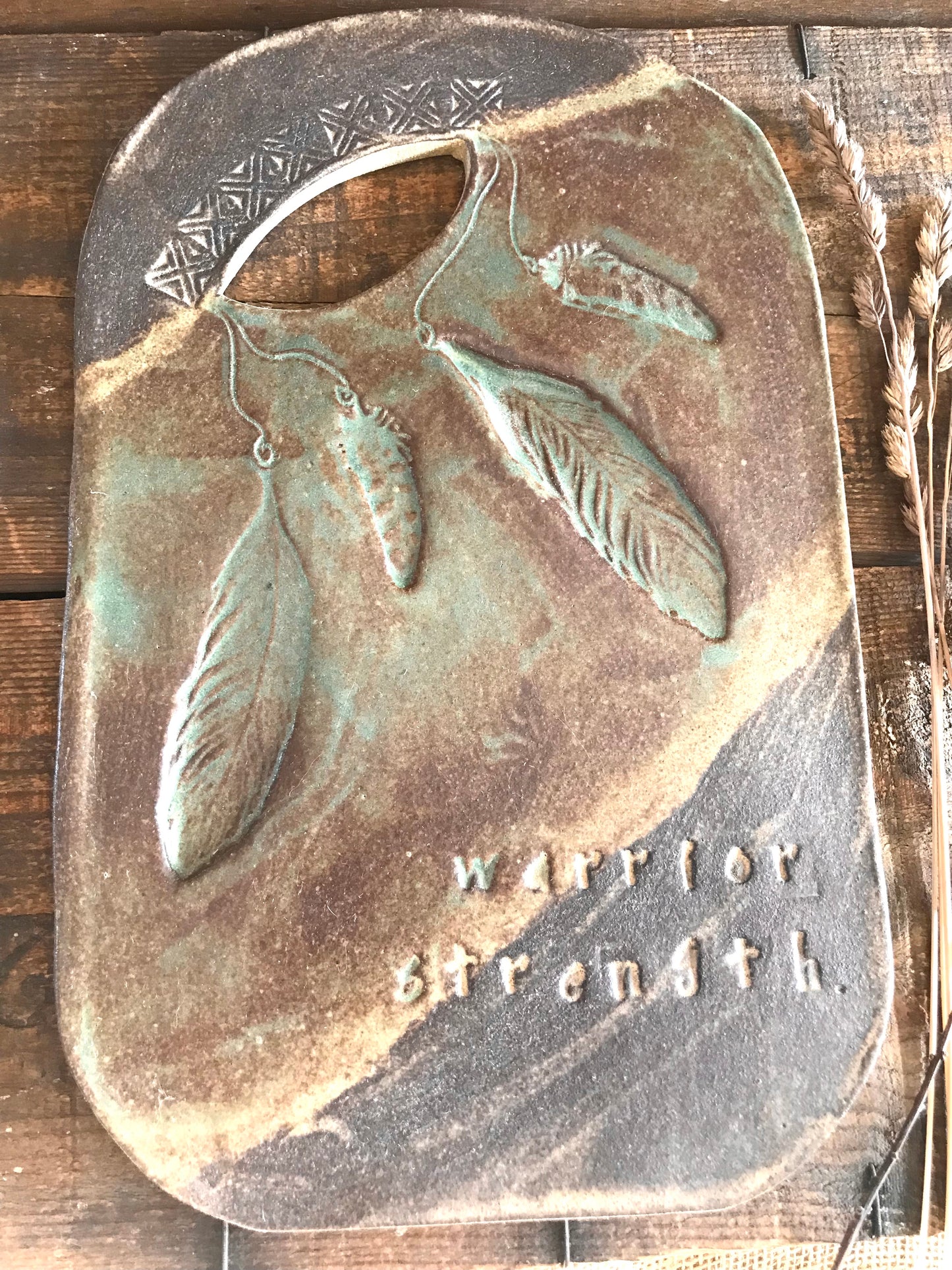 Rustic Cheese Serving Platter ~ Cutting Board ~ Warrior Strength ~ Limited Edition