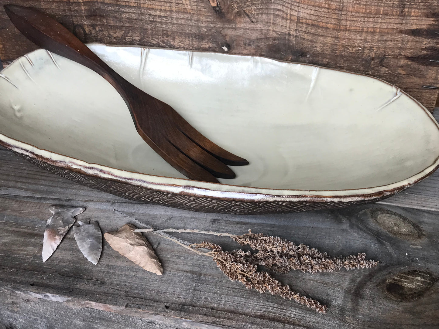 Rustic Basket Weave Oval Serving Bowl ~ 15.5”x 8” ~ 2.75” Depth~ Antique Birch & Brown