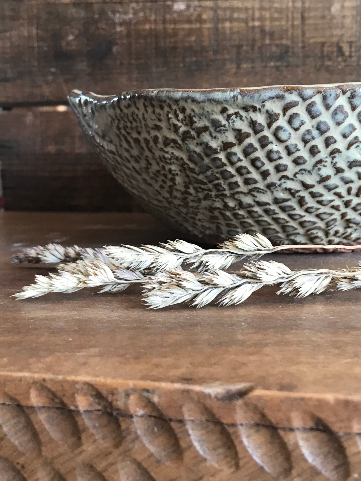 Rustic Doily Serving Bowl ~ 9” Diameter ~ 3” Depth~ Birch Brown