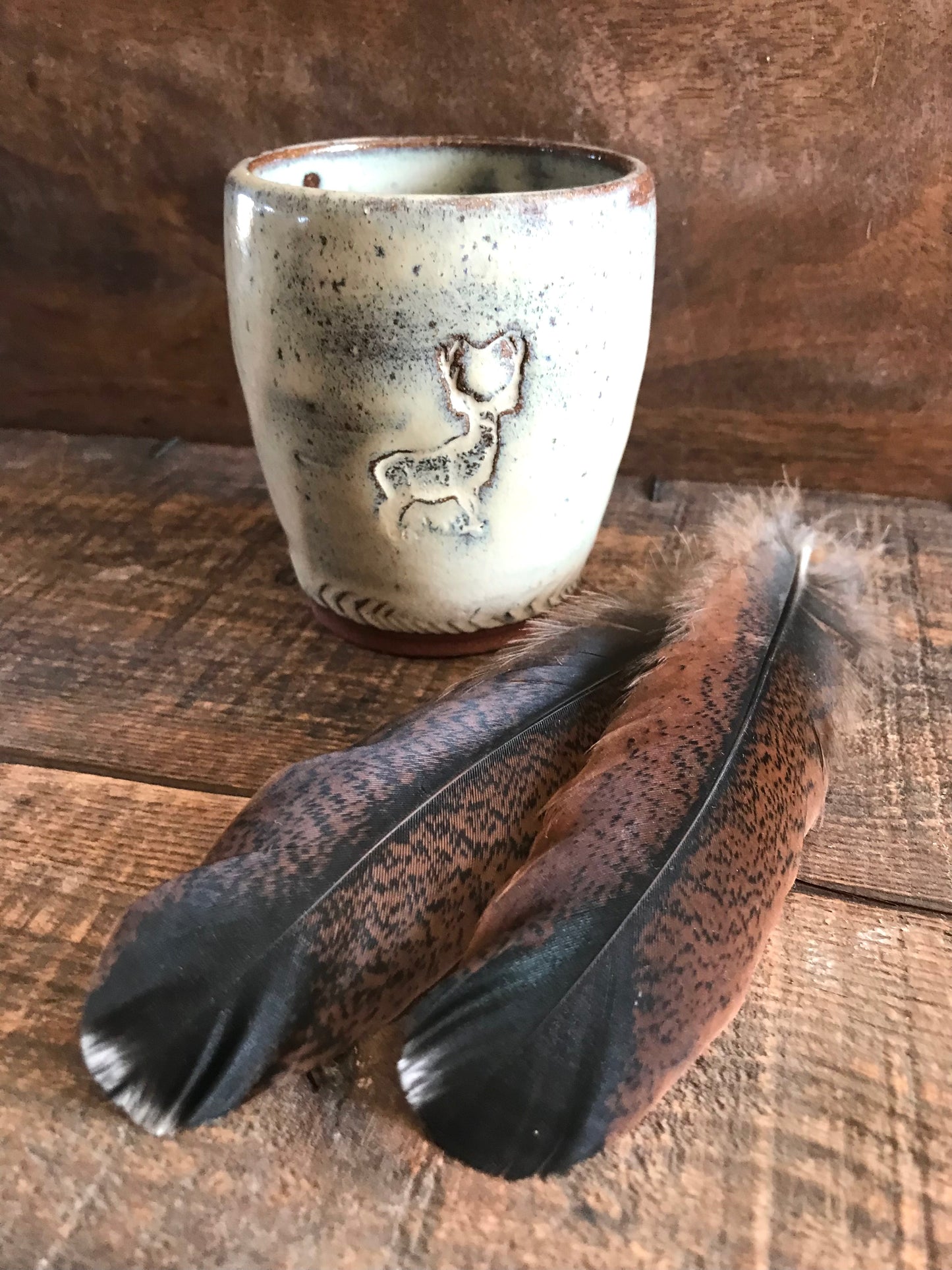 Rustic Wild Buck Tumbler ~ 6 oz~ Birch Brown