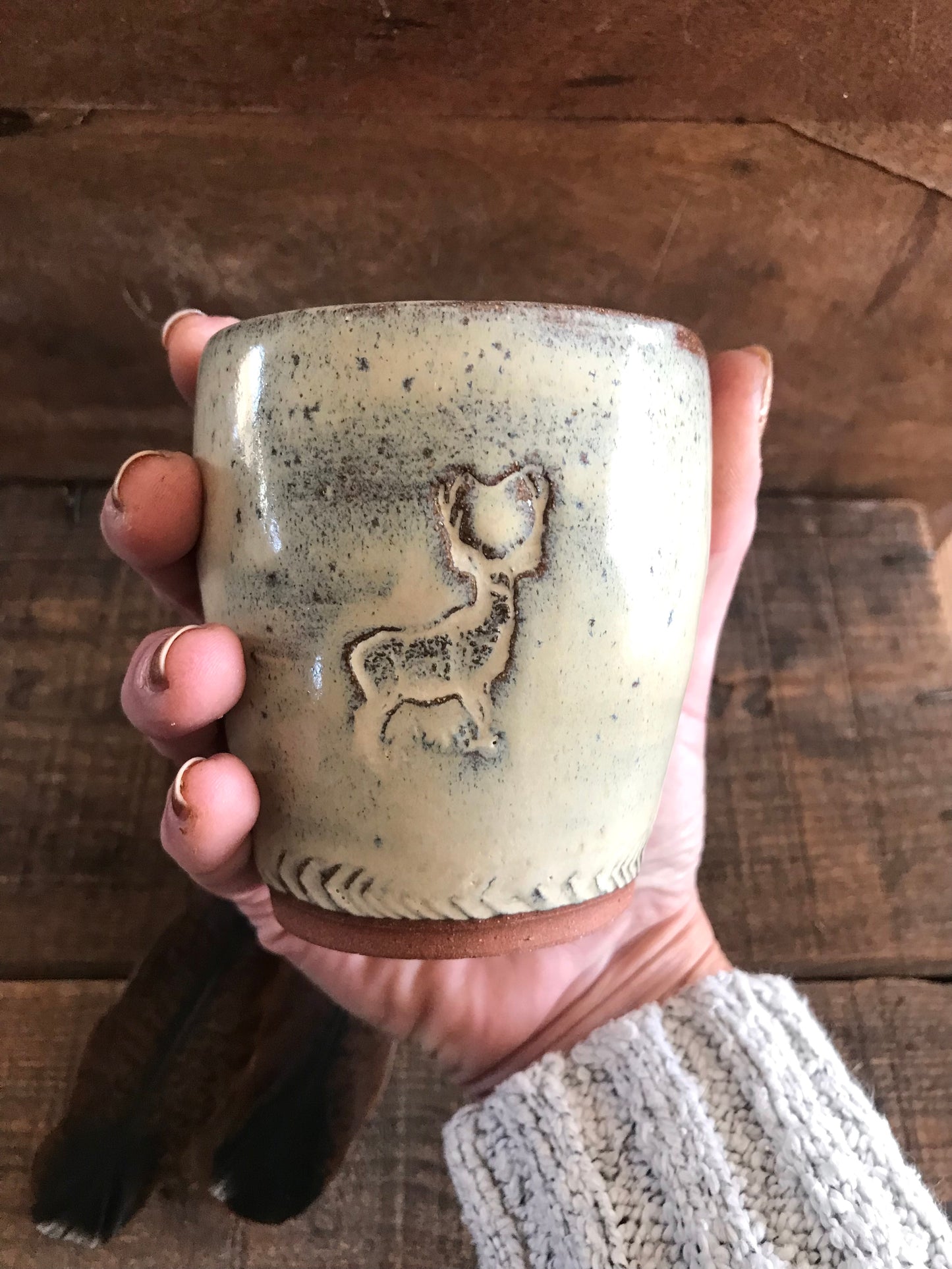 Rustic Wild Buck Tumbler ~ 6 oz~ Birch Brown